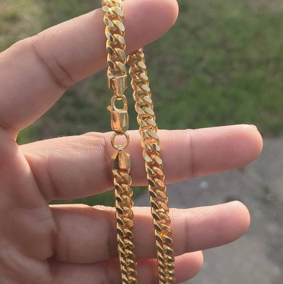 Sterling Silver 925 Gold finish Miami Cuban 180 Chain Link 6.3mm  CH375-20 - Picture 4 of 5